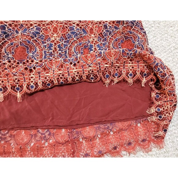 Sundance PXL Lace Boho Festival Western Lined Side Zip Scalloped Fringe Skirt - Picture 3 of 5